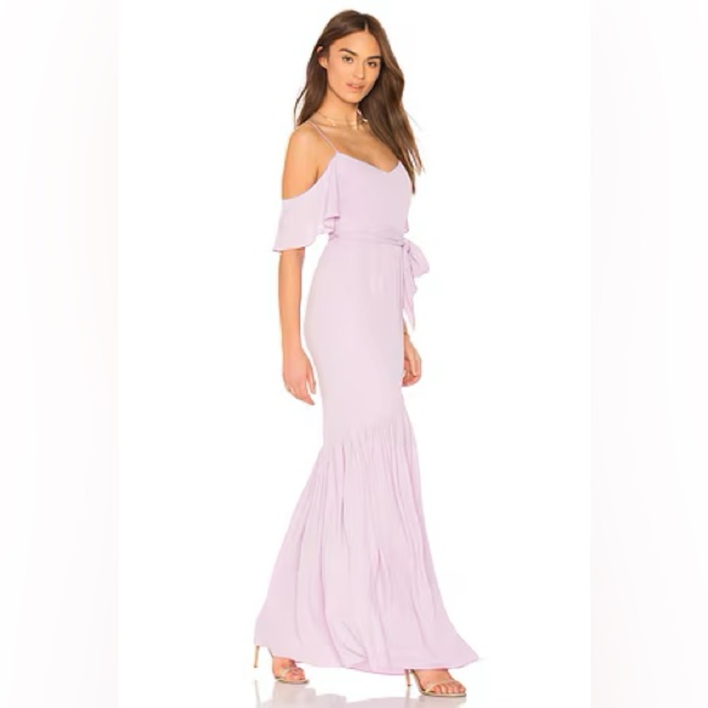 Likely Lilac Off-Shoulder Maxi with Waist Sash